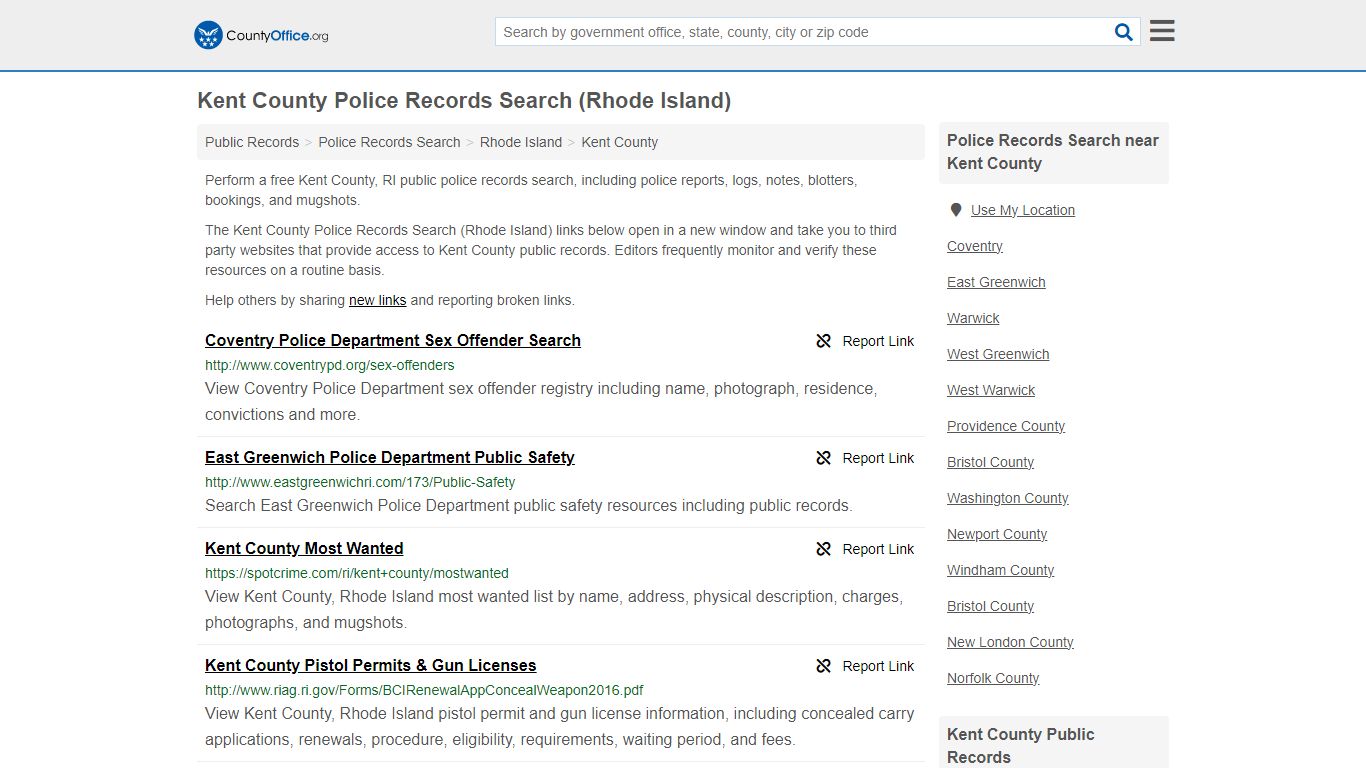 Police Records Search - Kent County, RI (Accidents & Arrest Records)