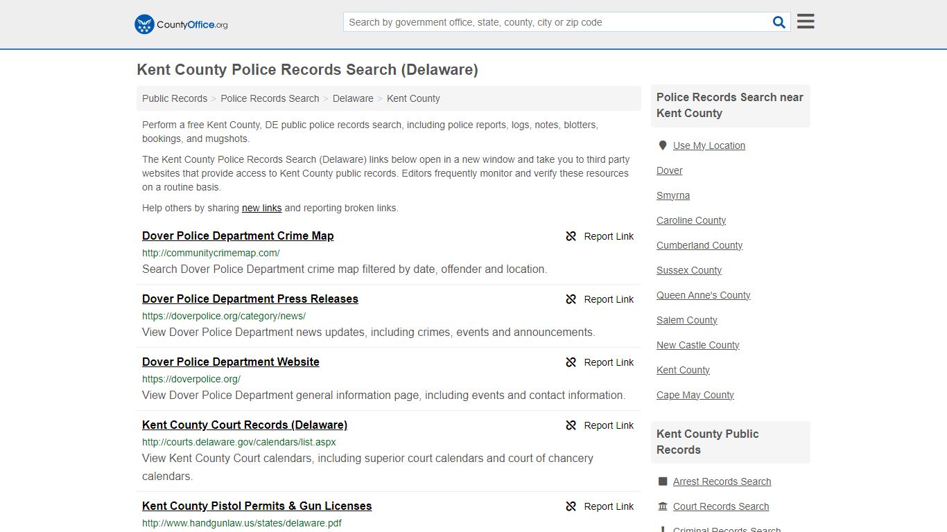 Police Records Search - Kent County, DE (Accidents & Arrest Records)